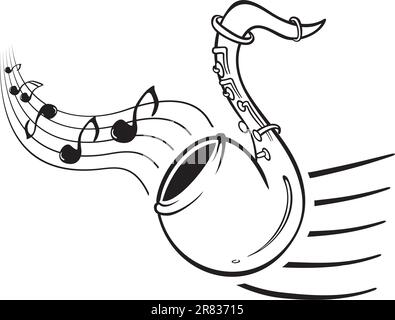 Design avec notes de musique et sax sur l'illustration Illustration de Vecteur