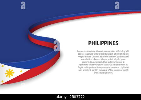 Drapeau d'onde des Philippines avec arrière-plan de copyspace. Modèle vectoriel de bannière ou de ruban Illustration de Vecteur