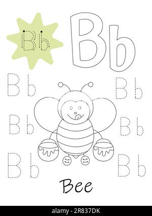 Livre de coloriage - copybook pour les enfants. Lettre B Illustration de Vecteur