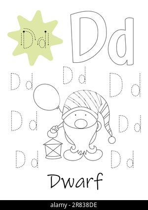 Livre de coloriage - copybook pour les enfants. Lettre D Illustration de Vecteur