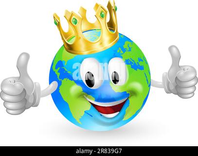 Illustration d'un mignon heureux roi du monde mascot man smiling et donner un coup de pouce Illustration de Vecteur
