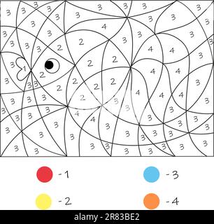 Puzzle pour les enfants d'âge préscolaire. Matériel éducatif pour enfants. Pages de coloriage. Trouvez la bonne couleur et la couleur du poisson doré. Feuille de travail pour enfants. Illustration de Vecteur