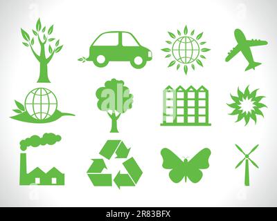illustration vectorielle des icônes eco vertes abstraites Illustration de Vecteur