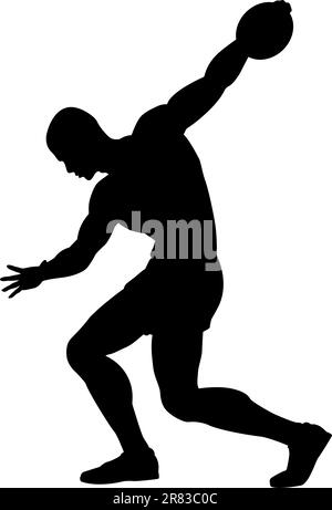 Editable vector silhouette d'un homme sur le point de jeter une discus Illustration de Vecteur