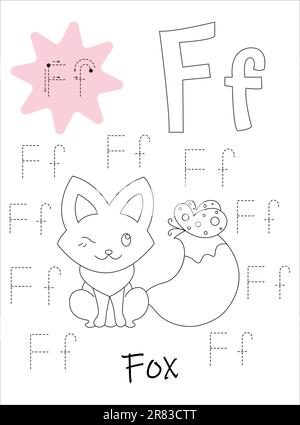 Livre de coloriage - copybook pour les enfants. Lettre F Illustration de Vecteur