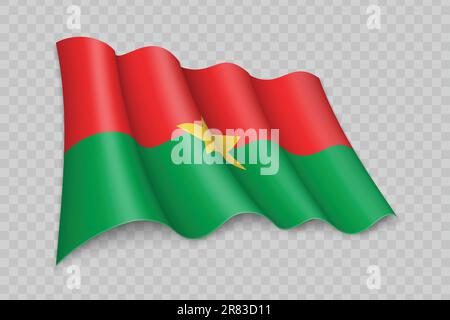 3D drapeau du Burkina Faso sur fond transparent Illustration de Vecteur