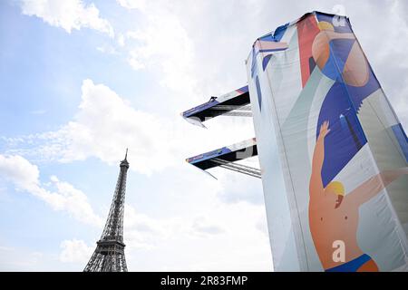 Paris, France. 18th juin 2023. Illustration lors de la plongée sous-marine Red Bull Cliff sur 18 juin 2023 à Paris, France. Photo de Victor Joly/ABACAPRESS.COM crédit: Abaca Press/Alay Live News Banque D'Images