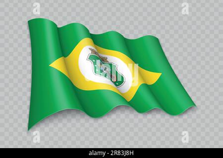 3D le drapeau de spéléologie réaliste de Ceara est un état du Brésil sur fond transparent Illustration de Vecteur