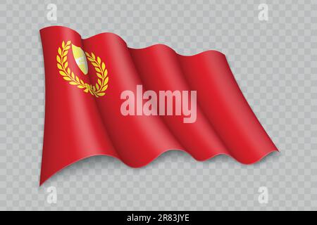 3D le drapeau réaliste de Kedah est un état de Malaisie sur fond transparent Illustration de Vecteur
