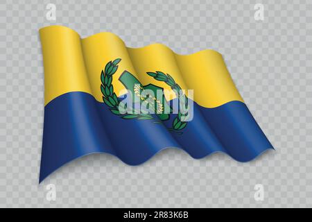 3D le drapeau réaliste de Perlis est un état de Malaisie sur fond transparent Illustration de Vecteur