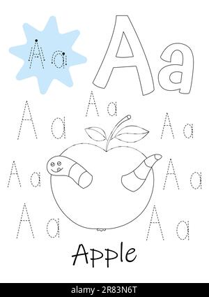 Livre de coloriage - copybook pour les enfants. Lettre A Illustration de Vecteur