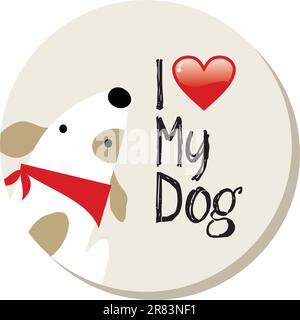 J'aime mon chien cartoon sticker design arrière-plan. Couches de fichier vectoriel pour une manipulation facile et coloris Illustration de Vecteur
