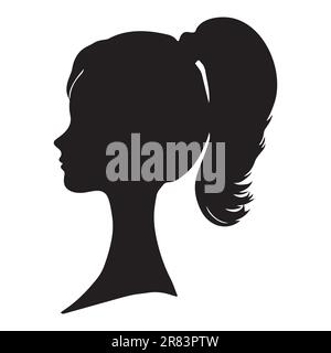 African American Side Silhouette avec cheveux de curly et beau visage et cheveux Illustration de Vecteur