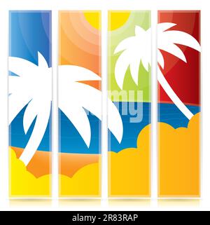 Ensemble de banderoles verticales vectorielles pour palmiers tropicaux Illustration de Vecteur