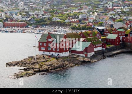 Péninsule de Tinganes avec la vieille ville, Torshavn, Thorshaven, l'île de Streymoy, les îles Féroé, Danemark Banque D'Images