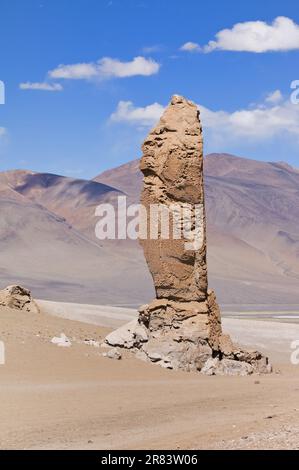 Formation de pierres Monjes de la Pacana, Réserve nationale de Los Flamencos, désert d'Atacama, région d'Antofagasto, Chili, Pacana Monk, Piliers en pierre Banque D'Images