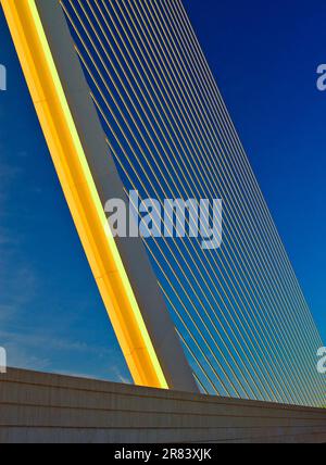 Puente l'Assut de l'Or fait partie de la Ciudad de las Artes y las Ciencias, l'architecte Santiago Calatrava a construit un monument à sa ville natale de Banque D'Images