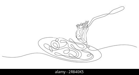 menu de plat spaghetti en une seule ligne dessin continuité illustration de style linéaire vectoriel Illustration de Vecteur