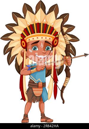 Illustration d'Archer Kid de la tribu amérindienne Illustration de Vecteur