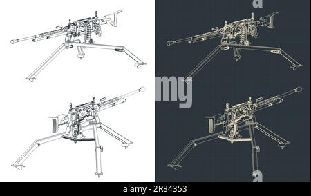 Illustrations vectorielles stylisées de modèles de mitrailleuses lourdes Illustration de Vecteur