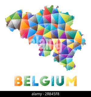 Belgique - forme basse en polype coloré. Triangles géométriques multicolores. Design moderne et tendance. Illustration vectorielle. Illustration de Vecteur