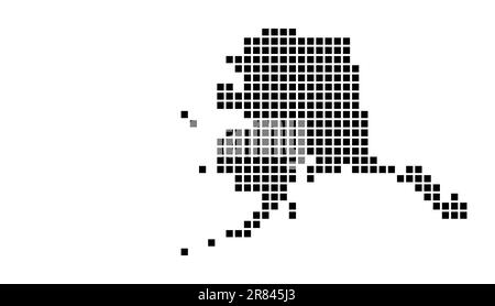 Carte Alaska. Carte de l'Alaska en style pointillé. Frontières de l'état américain remplies de rectangles pour votre conception. Illustration vectorielle. Illustration de Vecteur