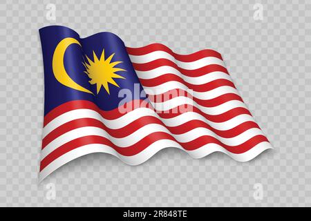 3D drapeau de la Malaisie sur fond transparent Illustration de Vecteur