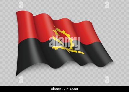3D drapeau de l'Angola sur fond transparent Illustration de Vecteur