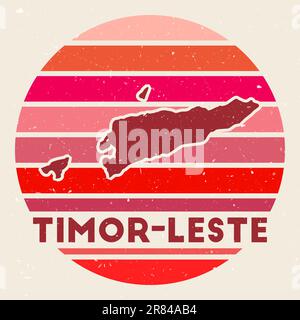 Logo Timor-Leste. Affiche avec la carte du pays et des bandes de couleur, illustration vectorielle. Peut être utilisé comme insigne, logotype, étiquette, autocollant ou badge de Illustration de Vecteur