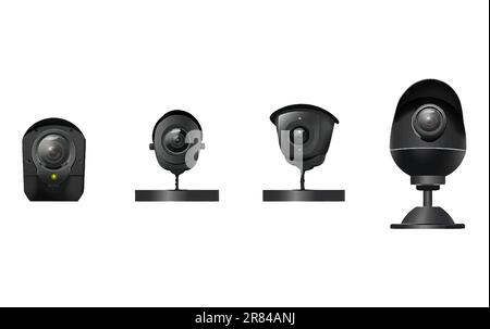 illustration vectorielle de la caméra de sécurité définie dans l'interface utilisateur, isolée sur fond blanc Illustration de Vecteur