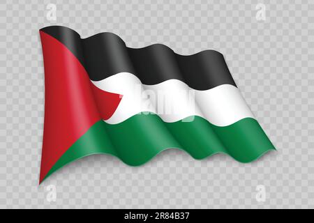 3D drapeau de Palestine sur fond transparent Illustration de Vecteur