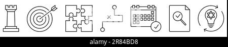 Ensemble d'icônes de plan d'action de ligne. Design peut être utilisé pour les applications Web et mobiles. Illustration vectorielle Illustration de Vecteur