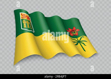 3D le drapeau de la Saskatchewan est un état du Canada sur fond transparent Illustration de Vecteur