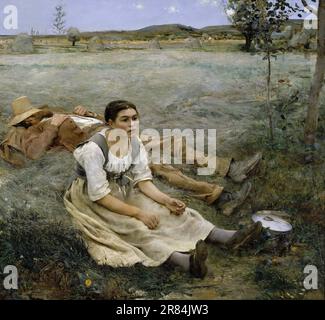 Jules Bastien-Lepage – production de foin 1877. Banque D'Images