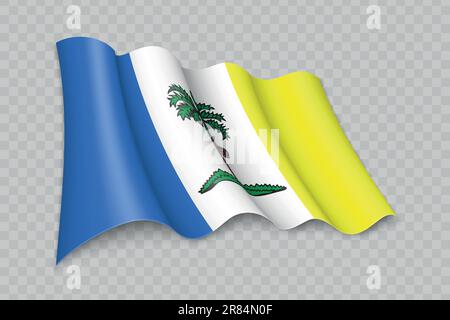 3D le drapeau de Penang est un état de Malaisie sur fond transparent Illustration de Vecteur