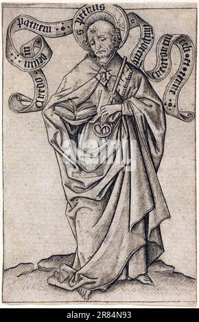 Artiste allemand inconnu, actif vers 1450, gravure sur papier peint, martyre de Saint Pierre vers 1450 Banque D'Images