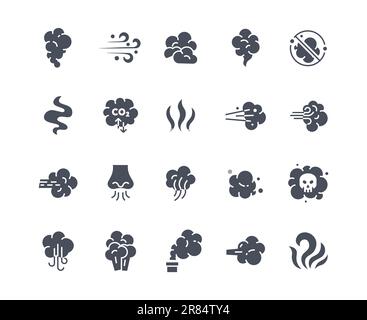 Icônes de fumée ensemble noir Illustration de Vecteur