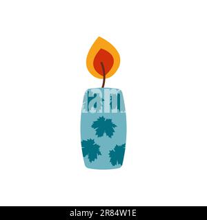 Début de la chute. Élément d'automne confortable. Bougie sur fond blanc. Chaude saison d'automne. Illustration vectorielle. Illustration de Vecteur