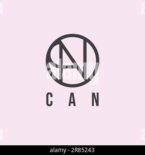 Le logo est une combinaison de cercles et de lignes qui forment le mot CAN. Illustration de Vecteur