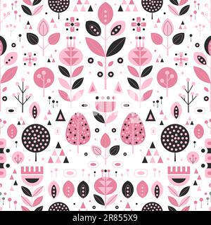 Motif botanique abstrait style scandinave rétro Illustration de Vecteur