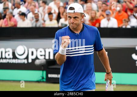'S-HERTOGENB.S., PAYS-BAS - JUIN 18 : Tallon Griekspoor, des pays-Bas, réagit lors de sa finale masculine contre Jordan Thompson, d'Australie, le jour 7 des championnats de la Cour d'herbe ouverte Libema à l'Autotron sur 18 juin 2023 à 's-Hertogenbosch, pays-Bas (photo de Joris Verwijst/BSR Agency) crédit : BSR Agency/Alamy Live News Banque D'Images