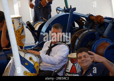 Les marins équatoriens non identifiés qui participent au rassemblement Armada de grands navires sur la Seine. Rouen . France. Banque D'Images