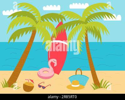 Plage Vector avec palmiers Illustration de Vecteur