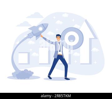 Croissance de carrière, notation des performances, capital intellectuel, efficacité des employés, défi et réussite de l'entreprise, système de notation des postes, vecteur plat Illustration de Vecteur