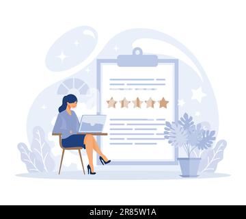 Croissance de carrière, notation des performances, capital intellectuel, efficacité des employés, défi et réussite de l'entreprise, système de notation des postes, vecteur plat Illustration de Vecteur