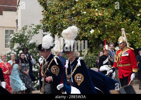 Windsor, Berkshire, Royaume-Uni. 19th juin 2023. Le roi Charles III et la reine Camilla à la cérémonie du Garter au château de Windsor aujourd'hui. Crédit : Maureen McLean/Alay Live News Banque D'Images