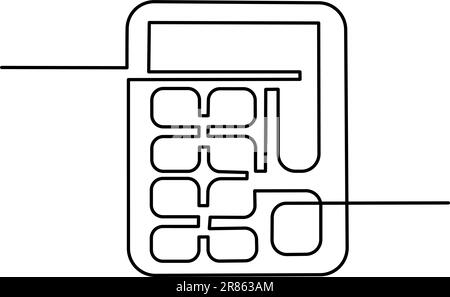 Calculatrice mise en plan continue d'une ligne. Concept pour les entreprises, Calculatrice, Finance, argent, illustration du vecteur comptable Illustration de Vecteur