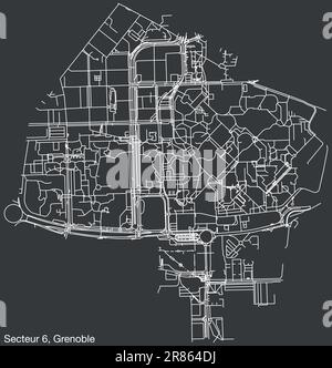 Carte des rues du SECTEUR GRENOBLE-6, GRENOBLE Illustration de Vecteur