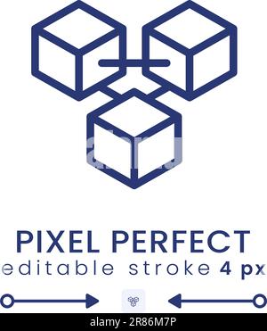 Icône de bureau linéaire du réseau blockchain Illustration de Vecteur