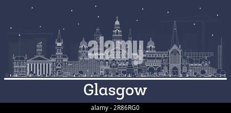 Outline Glasgow Scotland City Skyline avec White Buildings. Illustration vectorielle. Concept de voyage d'affaires et de tourisme avec architecture historique. Illustration de Vecteur